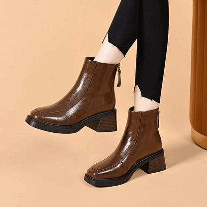 Botines de tacón grueso para mujer