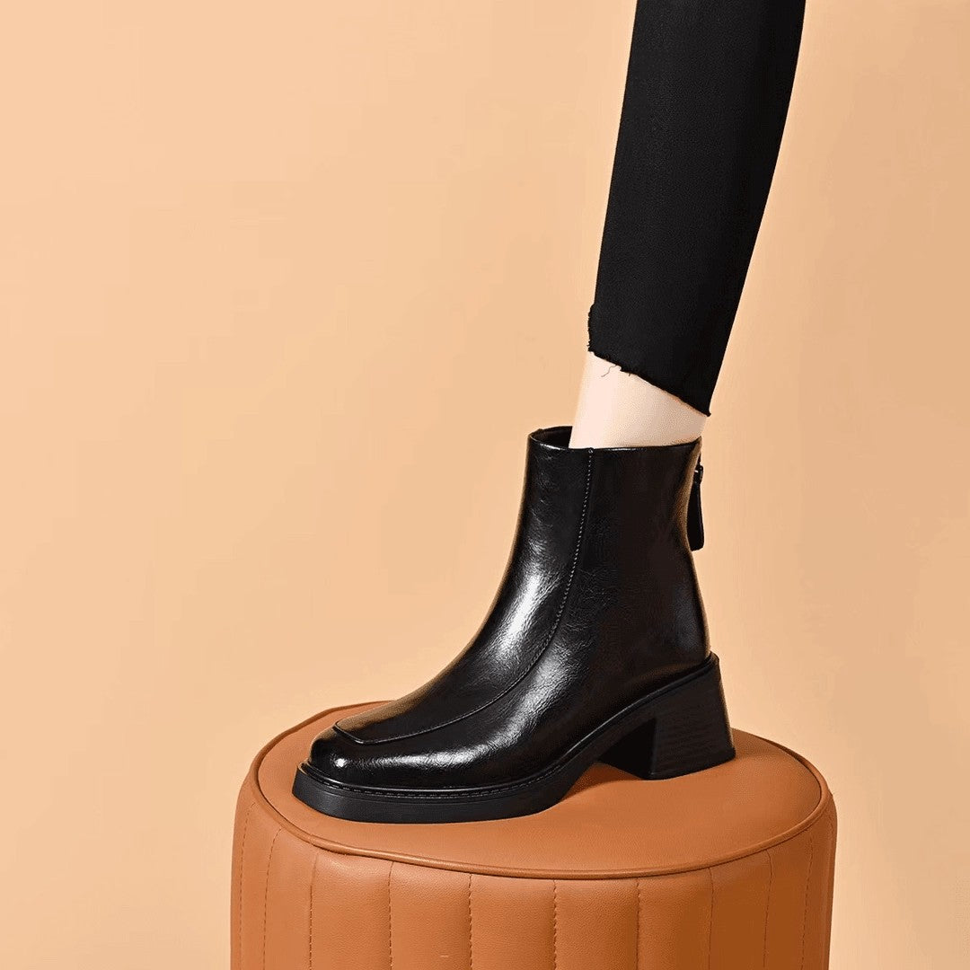 Botines de tacón grueso para mujer