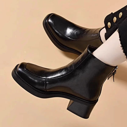 Botines de tacón grueso para mujer