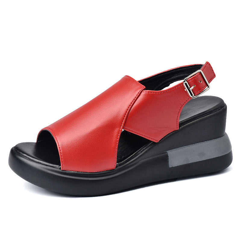 Sandalias de verano para mujer (cuero auténtico)
