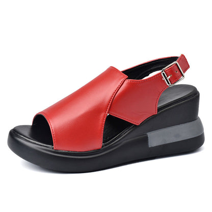 Sandalias de verano para mujer (cuero auténtico)