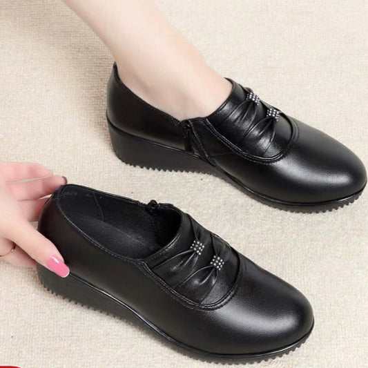 Zapatos de suela blanda de cuero genuino para mediana edad