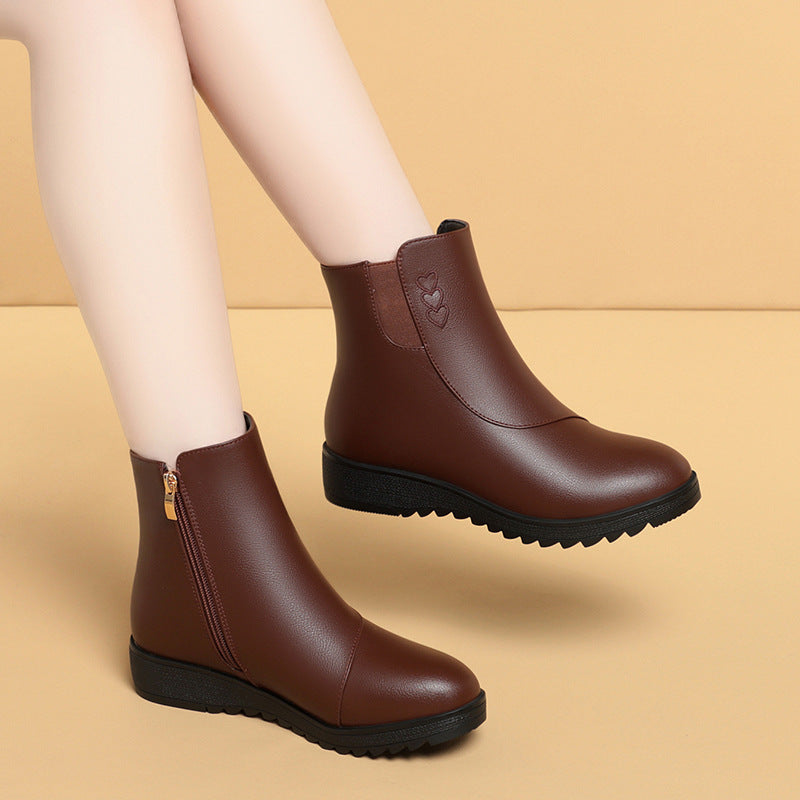 Zapatos de algodón y cuero suave (con forro polar)