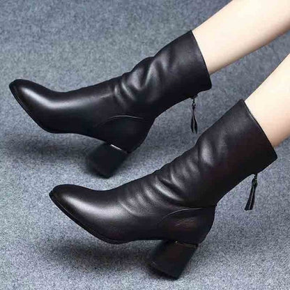 Botas media caña mujer de piel suave