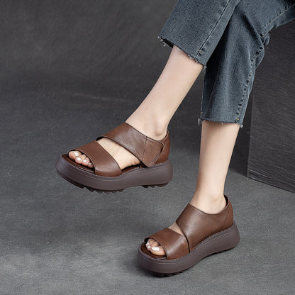 Sandalias de suela gruesa con forma de boca de pez (material de piel de vaca)