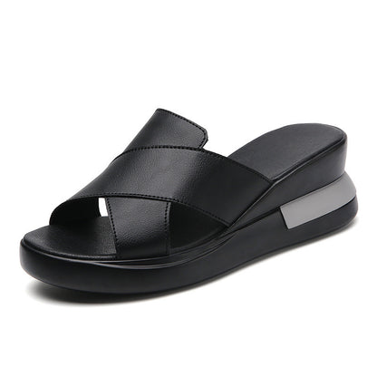 Sandalias de plataforma de piel