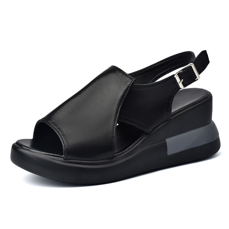 Sandalias de verano para mujer (cuero auténtico)