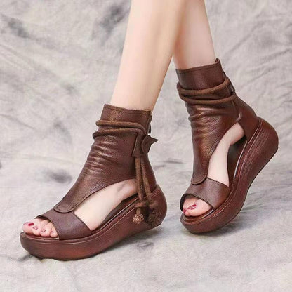 Zapatos de punta abierta con plataforma romana
