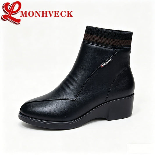 Botas de invierno con suela de goma (cuero genuino)