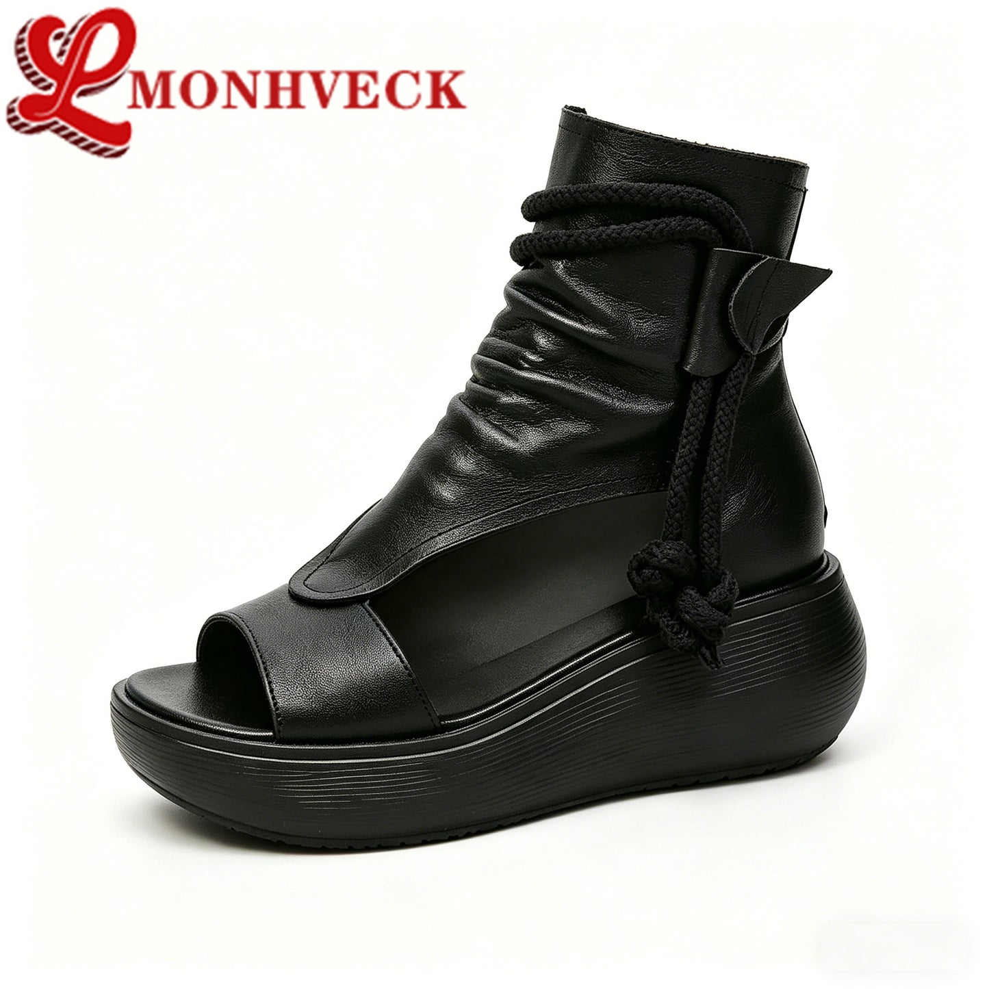 Zapatos de punta abierta con plataforma romana