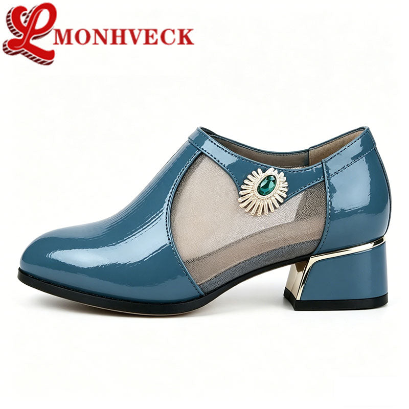 Zapatos de cuero con malla calada