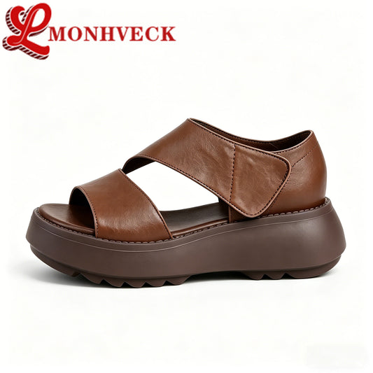 Sandalias de suela gruesa con forma de boca de pez (material de piel de vaca)