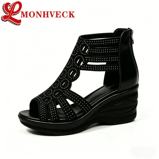 Sandalias de madre con suela gruesa y forma de boca de pez