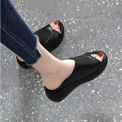 pantuflas mom plataforma piel
