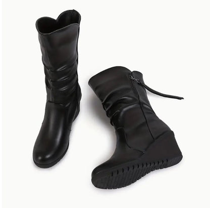 Botas cuña media pantorrilla mujer