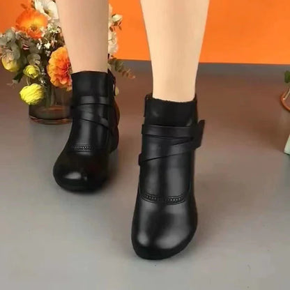 【100% piel de vacuno】Botas cortas retro para mujer