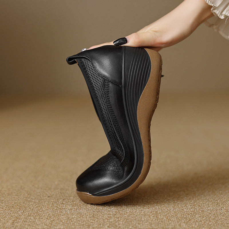 Zapatos de cuero de tacón alto con punta redonda