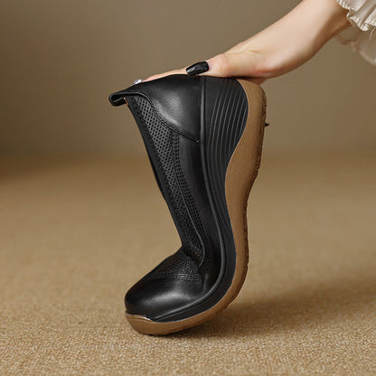 Zapatos de cuero de tacón alto con punta redonda