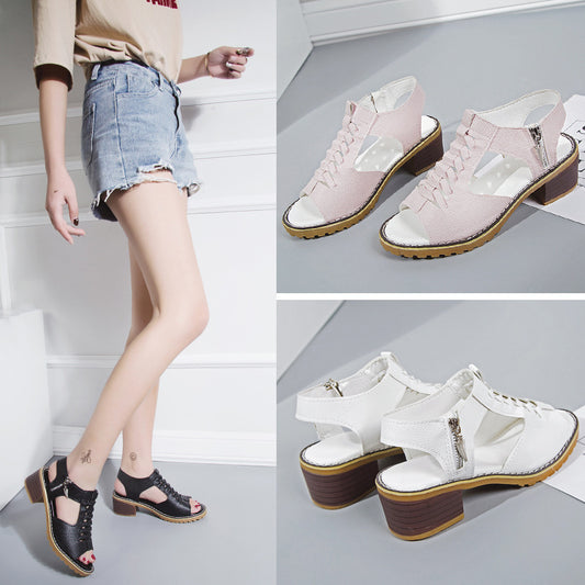💖【100% cuero genuino】Sandalias clásicas con plataforma para mujer