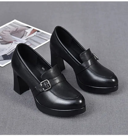 Tacones altos 100% cuero genuino